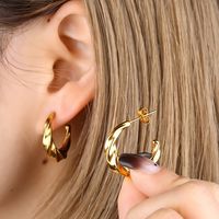 1 Pair IG Style Simple Style C Shape Flower Bee Plating Inlay 304 Stainless Steel Pearl Zircon Earrings Ear Studs sku image 5