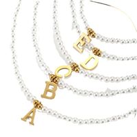 Wholesale Jewelry Elegant Simple Style Letter Artificial Pearl Alloy Copper Beaded Pendant Necklace main image 3