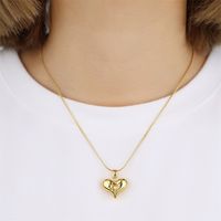 Kupfer Einfacher Stil Glänzend Überzug Inlay Herzform Perle Zirkon Halskette Mit Anhänger main image 5