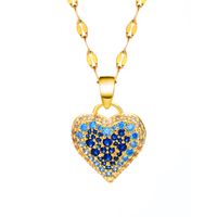 Kupfer Einfacher Stil Glänzend Überzug Inlay Herzform Perle Zirkon Halskette Mit Anhänger main image 7