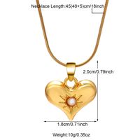 Copper Simple Style Shiny Plating Inlay Heart Shape Pearl Zircon Pendant Necklace sku image 3