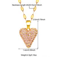 Copper Simple Style Shiny Plating Inlay Heart Shape Pearl Zircon Pendant Necklace sku image 4