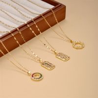 201 Stainless Steel Copper Simple Style Shiny Hollow Out Inlay Circle Rectangle Zircon Pendant Necklace main image 4