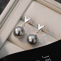 1 Pair Elegant Simple Style Heart Shape Inlay Sterling Silver Pearl Drop Earrings main image 3
