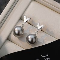1 Pair Elegant Simple Style Heart Shape Inlay Sterling Silver Pearl Drop Earrings sku image 1