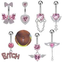IG Style Modern Style Cool Style Angel Letter Heart Shape Zircon Copper Wholesale Belly Ring main image 3