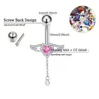 IG Style Modern Style Cool Style Angel Letter Heart Shape Zircon Copper Wholesale Belly Ring main image 2