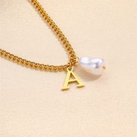 304 Stainless Steel Titanium Steel IG Style Simple Style Pearl Letter Pendant Necklace sku image 8