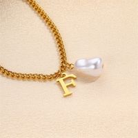 304 Stainless Steel Titanium Steel IG Style Simple Style Pearl Letter Pendant Necklace sku image 11