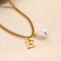 304 Stainless Steel Titanium Steel IG Style Simple Style Pearl Letter Pendant Necklace sku image 10