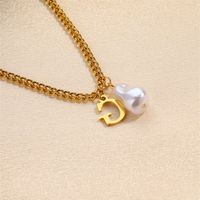 304 Stainless Steel Titanium Steel IG Style Simple Style Pearl Letter Pendant Necklace sku image 12