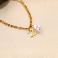 304 Stainless Steel Titanium Steel IG Style Simple Style Pearl Letter Pendant Necklace sku image 25