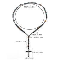 Chinoiserie Retro Ethnic Style Geometric Cross Natural Stone Beaded Polishing Men's Pendant Necklace main image 2