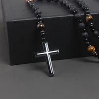 Chinoiserie Retro Ethnic Style Geometric Cross Natural Stone Men's Pendant Necklace main image 3