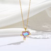 Titanium Steel 18K Gold Plated Modern Style Sweet Classic Style Plating Inlay Star Heart Shape Zircon Pendant Necklace sku image 4