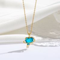 Titanium Steel 18K Gold Plated Modern Style Sweet Classic Style Plating Inlay Star Heart Shape Zircon Pendant Necklace sku image 3