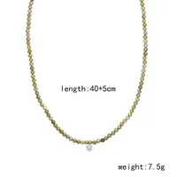 304 Stainless Steel Beaded 18K Gold Plated Simple Style Commute Inlay Round Zircon Pendant Necklace main image 3