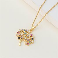 201 Stainless Steel Brass 18K Gold Plated IG Style Classic Style Cool Style Plating Inlay Devil's Eye Life Tree Zircon Pendant Necklace main image 10