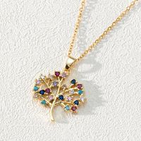 201 Stainless Steel Brass 18K Gold Plated IG Style Classic Style Cool Style Plating Inlay Devil's Eye Life Tree Zircon Pendant Necklace main image 6