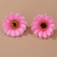 1 Pair Cute Sweet Flower Cloth Ear Studs sku image 3