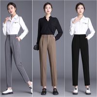 Women's Daily Simple Style Solid Color Ankle-Length Button Casual Pants Straight Pants main image 1