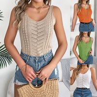 Women's Vest Tank Tops Hollow Out Streetwear Solid Color main image 1
