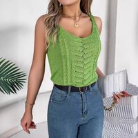 Women's Vest Tank Tops Hollow Out Streetwear Solid Color main image 3