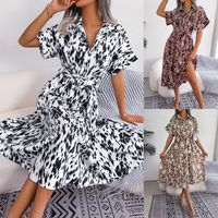 Women's Sheath Dress Streetwear Turndown Button Long Sleeve Leopard Maxi Long Dress Holiday Daily main image 6