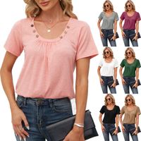 Women's T-shirt Short Sleeve T-Shirts Patchwork Simple Style Solid Color main image 1