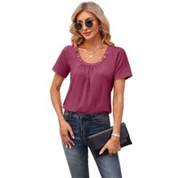 Women's T-shirt Short Sleeve T-Shirts Patchwork Simple Style Solid Color main image 2