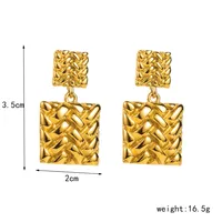 1 Pair Casual Simple Style Square Solid Color Plating 304 Stainless Steel 14K Gold Plated Drop Earrings main image 2