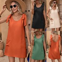 Women's Regular Dress Simple Style Round Neck Sleeveless Solid Color Knee-Length Holiday Daily main image 6