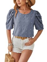 Women's T-shirt Half Sleeve Blouses Streetwear Polka Dots Solid Color main image 2