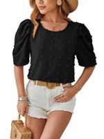 Women's T-shirt Half Sleeve Blouses Streetwear Polka Dots Solid Color main image 4