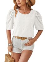 Women's T-shirt Half Sleeve Blouses Streetwear Polka Dots Solid Color main image 3