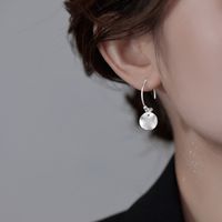 1 Pair Simple Style Classic Style Round Plating Sterling Silver White Gold Plated Drop Earrings main image 1