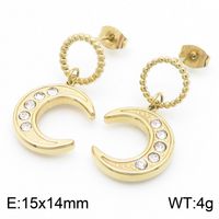 1 Pair Basic Modern Style Classic Style Moon Inlay 304 Stainless Steel Rhinestones 18K Gold Plated Drop Earrings sku image 2