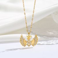 Titanium Steel 18K Gold Plated Modern Style Sweet Classic Style Plating Inlay Infinity Wings Bow Knot Zircon Pendant Necklace sku image 11