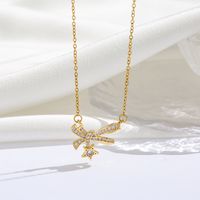 Titanium Steel 18K Gold Plated Modern Style Sweet Classic Style Plating Inlay Infinity Wings Bow Knot Zircon Pendant Necklace sku image 12