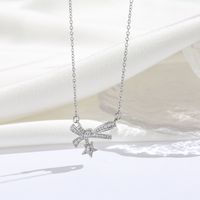 Titanium Steel 18K Gold Plated Modern Style Sweet Classic Style Plating Inlay Infinity Wings Bow Knot Zircon Pendant Necklace sku image 18