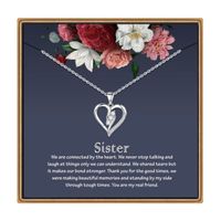 Sterling Silver Sweet Inlay Heart Shape Zircon Pendant Necklace sku image 4