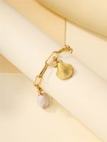 304 Stainless Steel 18K Gold Plated Casual Beach Starfish Conch Shell Bracelets main image 9