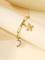 304 Stainless Steel 18K Gold Plated Casual Beach Starfish Conch Shell Bracelets main image 8