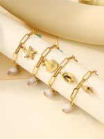 304 Stainless Steel 18K Gold Plated Casual Beach Starfish Conch Shell Bracelets main image 4