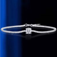 Sterling Silver 18K Gold Plated Elegant Luxurious Plating Inlay Solid Color Moissanite Bracelets main image 2