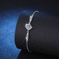 Sterling Silver 18K Gold Plated Elegant Luxurious Plating Inlay Solid Color Moissanite Bracelets main image 4