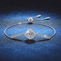 Sterling Silver 18K Gold Plated Elegant Luxurious Plating Inlay Solid Color Moissanite Bracelets main image 5