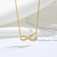 Titanium Steel 18K Gold Plated Modern Style Sweet Classic Style Plating Inlay Infinity Wings Bow Knot Zircon Pendant Necklace sku image 5