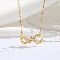 Titanium Steel 18K Gold Plated Modern Style Sweet Classic Style Plating Inlay Infinity Wings Bow Knot Zircon Pendant Necklace sku image 1