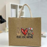 Women's Medium Fabric Letter Heart Shape Basic Classic Style Magnetic Buckle Handbag sku image 5